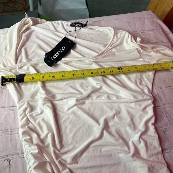 MATERNITY RUCHED ASYMMETRIC MIDI DRESS SZ 10 NWT - Picture 9 of 12